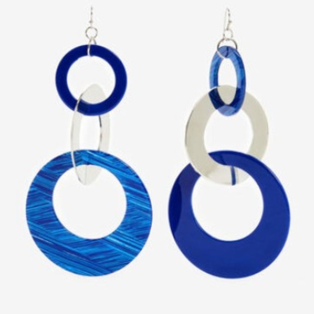 🟡Blue Over Size Circular Drop Earrings